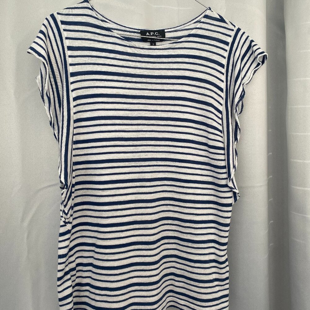 APC VINTAGE ZITA T-shirt With Ruffle Sleeves Size Women's Small